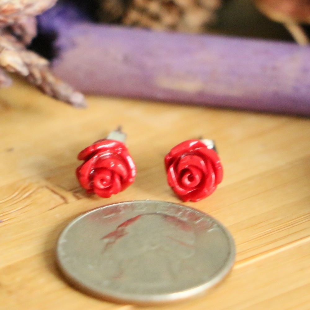 925 Sterling silver flower earrings 8 mm - Picture 7 of 8